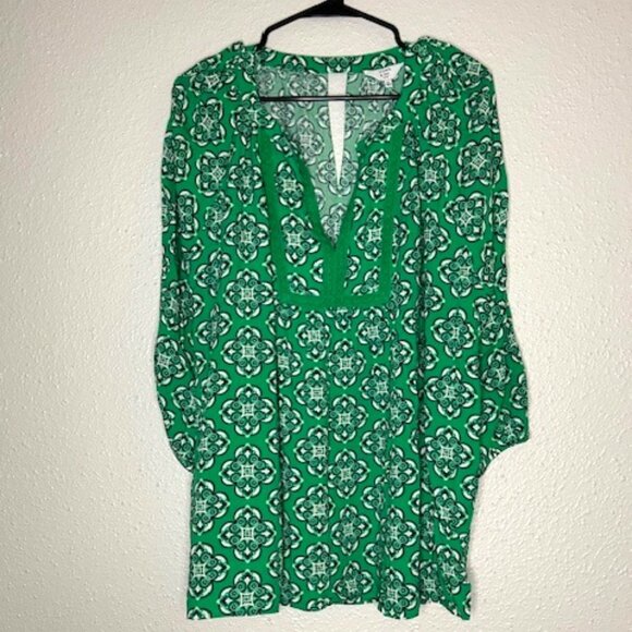 Crown and Ivy Green floral, mosaic shirt Size 3X - Picture 1 of 6